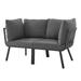 Lounge Loveseat Sofa Aluminum Metal Steel Grey Gray Modern Contemporary Urban Design Outdoor Patio Balcony Cafe Bistro Garden Furniture Hotel Hospitality