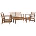 vidaXL Patio Furniture Set 4 Piece Bench Chair with Table Solid Acacia Wood