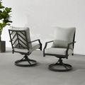 Crosley Furniture Otto 19 Metal Outdoor Dining Chair in Black /Gray (Set of 2)