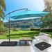 ACEGOSES 8.2x8.2ft Square Offset Patio Umbrella with Base Outdoor Hanging Umbrella with Steel Ribs for Deck Balcony and Garden Lake Blue