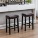 Kepooman Solid Wood Saddle-Seat Farmhouse Island Chairs Kitchen Counter-Height Stool - 2-Pack 29-Inch Height Grey