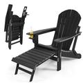 HDPE Folding Adirondack Chair Patio Chair with Cup Patio Lawn Chairs for Outdoors