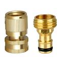 2 Sets Garden Hose Quick Connect Solid Brass Quick Connect Hose Fittings 3/4 Inch GHT Thread Water Hose Connectors Quick Release Male and Female Set Easy Connect No-Leak