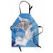 Angel Wings Apron Angel Virgo Flying Above Merry Christmas Stars Mystic Print Unisex Kitchen Bib with Adjustable Neck for Cooking Gardening Adult Size Blue Coconut by Ambesonne