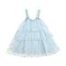 Pimfylm Pretty Garden Dresses Toddler Baby Girl Summer Cotton Linen White Dresses Bow Straps Sleeveless with Pockets Little Girls Beach Sundress purified cotton Blue 4-5 Years