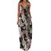 WQJNWEQ Clearance Summer Dresses For Women 2023 Summer Dresses For Women Casual Boho Printed Hoop Sling Beach Long Maxi Dress With Pockets