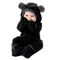 Autumn Winter Kids Baby Plus Velvet Jackets Baby Boy Girl Bear Ears Footed Hooded Romper Jumpsuit Coat