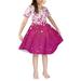 NETILGEN Pink Cherry Blossom Print Fancy Kids Dresses for Toddler Stylish Summer short-sleeved Casual Girls Dress Fit 3-4 Y