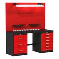 Hallowell Fort Knox BASIC Modular Workbench System 72 W x 24 D x 78 H Black and Red (textured) With Steel Top
