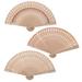 3pcs Folding Fan Chinese Style Hand Fan Wooden Hollow Curved Folding Fan for Women