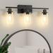 Bathroom Light Fixtures 3 Light Matte Black Vanity Light Vintage Wall Sconces Lighting Modern Bath Wall Mounted Lights with Glass