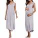 WQJNWEQ Clearance Sundresses For Women Pregnant Women S Gravida Dress Sexy Sleeveless Round Neck Medium Long Gravida Dress With Suspender Solid Color Dress