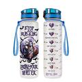 Stop Slacking Drink Your Water 32 Oz Water Track Bottle, Couple Skull Water Bottle With Time Marker, Movie Water Bottles, Motivational Insulated Water Bottle, Gift For Couple