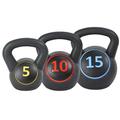 Sporzon! Wide Grip Kettlebell Exercise Fitness Weight Set, Includes 5 lbs, 10 lbs, 15 lbs, Multicolor