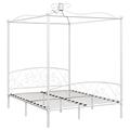 Susany Canopy Bed Frame Double Bed Frame Single Bed Frame, Single/Small Double/Double/King Size, White Metal 180x200 cm