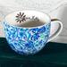 Lilly Pulitzer Kitchen | Lilly Pulitzer Blue Floral Large Ceramic 12 Oz Coffee Mug Tea Cup Gold Trim | Color: Blue/Gold | Size: Os