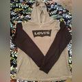 Levi's Shirts | Levi’s Long Sleeve Hooded T Shirt Gray With Black Lettering Size Large | Color: Black/Gray | Size: L