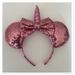 Disney Accessories | Disney Minnie Girls Sequin Ear Unicorn Headband With Bow | Color: Pink | Size: Osg