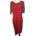 Lularoe Dresses | Lularoe Ladies T-Shirt Dress Midi Red & Size Xl Nwt | Color: Gray/Red | Size: Xl