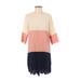 Shein Casual Dress - Shift Crew Neck 3/4 sleeves: Pink Color Block Dresses - Women's Size Small