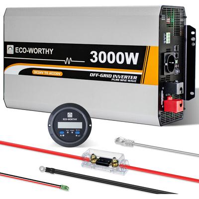 ECO-WORTHY 3000W 24V netzunabhängiger Solar Wechselrichter DC 24V AC 220V Sinuswelle für Auto Image