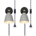 Applique Mural Intérieur Design avec Prise et Interrupteur Lampe de Chevet Eclairage Décor Gris 2PCS