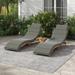 Long Acacia Chaise Lounge Set with Cushions and Table， Wood Frame With Durable Fabric，Weather-Resistant And Anti-Acid
