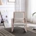 Solid Wood Linen Fabric Antique Wash Painting Rocking Chair With Removable Lumbar Pillow