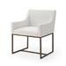 Cid 24 Inch Modern Dining Chair, Cushioned Seat, White, Antique Brass - 24L x 24W x 30.7H in inches