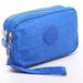 Portable Retro Solid Color Simple Cosmetic Bags Fabric Phone Purse Korean Style Wallets Wrinkle Clutch Bag Women Wallets Three Zippers Bags LIGHT BLUE