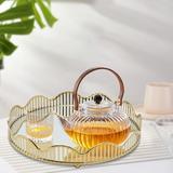 12.4 Gold Luxury Glass Mirror Tray Perfume Tray for Dresser Bathroom Living Room