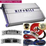 Hifonics Zeus ZG-3200.1D 3200W Mono Subwoofer Car Audio Amplifier + Amp Kit NEW Bundle