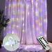 300 LED Curtain Lights 9.8ft x 9.8ft Twinkle Fairy String Lights 8 Lighting Modes LED Window Fairy Lights Patio Hanging Wall Lights with Remote Control Window Icicle Xmas String Lights for Decor