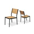 Pellebant Set of 2 Outdoor Aluminum Dining Chairs Patio Armless Chairs in Brown