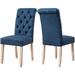 Subrtex Upholstered Parsons Chair Linen Fabric Dining Chair (Set of 2 Navy)