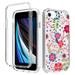 Mantto iPhone 7 Case iPhone 8 Case iPhone SE 2020 Case Full Body Patterned Bumper [Screen Protector Film] Shock Proof edges Hybrid Back Silicone Rubber TPU Case for iPhone 7/8/SE 2020 - Flower