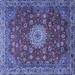 Ahgly Company Indoor Square Medallion Blue Traditional Area Rugs 3 Square