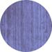 Ahgly Company Machine Washable Indoor Round Abstract Blue Contemporary Area Rugs 3 Round
