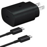 Original Samsung OEM Adaptive Super Fast Charger for Samsung Galaxy S20 S20+ Plus S20 Ultra S21 S21+ Ultra Note10 Note20 Real 25W USB Super Fast Wall Charger + 3FT OEM USB-C Cable Black