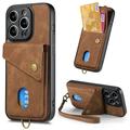 Dteck for iPhone 14 Pro Max Wallet Case Magnetic Work with Card Mount Holder Detachable Lanyard Strap with Kickstand Shockproof Premium PU Leather Wallet Card Holder Phone Protective Back Cover Brown