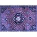 Ahgly Company Indoor Rectangle Medallion Blue Traditional Area Rugs 5 x 7