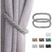 Strong Magnetic Curtain Tiebacks Convenient Decorative Weave Rope Curtain Holdbacks for Home Office Window Draperies 2 Pack Silver Grey