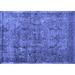 Ahgly Company Machine Washable Indoor Rectangle Abstract Blue Contemporary Area Rugs 8 x 12