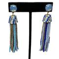 J. Crew Jewelry | J. Crew Statement Earrings Dangle Tassels Seed Beads Blue | Color: Blue/Gold | Size: Os