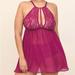 Torrid Intimates & Sleepwear | Nwt Torrid Lingerie Lace Babydoll Wireless Sheer Babydoll High Neck Fuchsia | Color: Pink/Purple | Size: Various