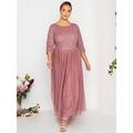 Yours Embellished Long Sleeve Maxi Dress - Pink, Pink, Size 16, Women