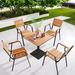 17 Stories Mordecai Square 4 - Person 27.56" Long Aluminum Outdoor Dining Set Wood/Plastic/Metal in Black/Brown | 27.56 W x 27.56 D in | Wayfair