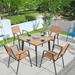 17 Stories Lilia Square 4 - Person 31.5" Long Aluminum Outdoor Dining Set Wood/Plastic/Metal in Black/Brown | 31.5 W x 31.5 D in | Wayfair