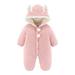 Verugu Cute Baby Boys Girls Snowsuit Jackets Winter Ears Hooded Footie Cotton Romper Jumpsuits New Born Baby Infant Winter Warm Thicken Coat Snow Outwear Jumpsuits Pink 3-6 Months