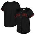 Women's Black Boston Red Sox Plus Size Pop Fashion Button-Up Jersey